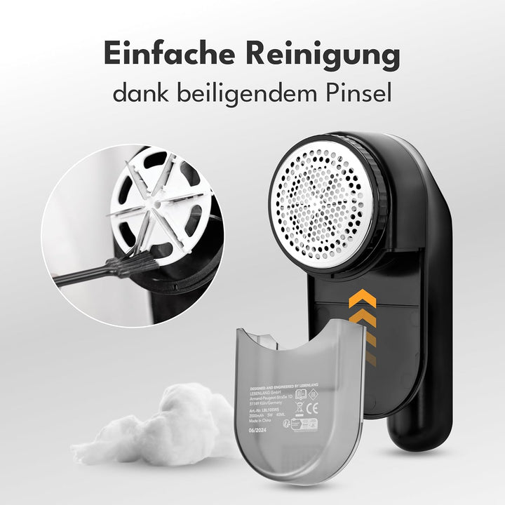 LEBENLANG Fusselrasierer Elektrisch 2000mAh - Inkl. LED Anzeige & Reinigungspinsel I Bis zu 2h Laufz