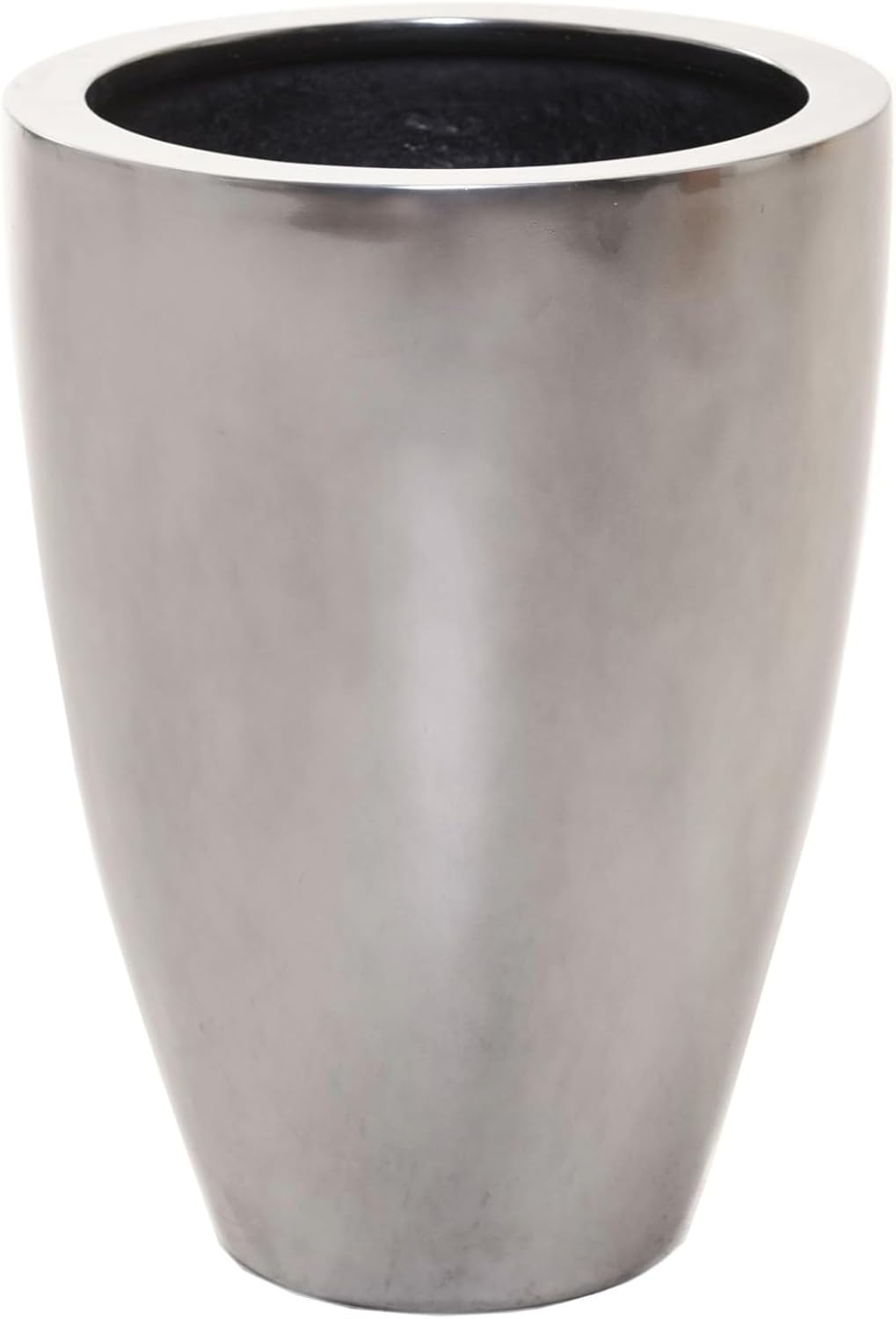 VIVANNO Pflanzkübel Pflanzgefäss Blumenkübel Fiberglas Silber Metallic OPALA (55x40), Silber Metalli