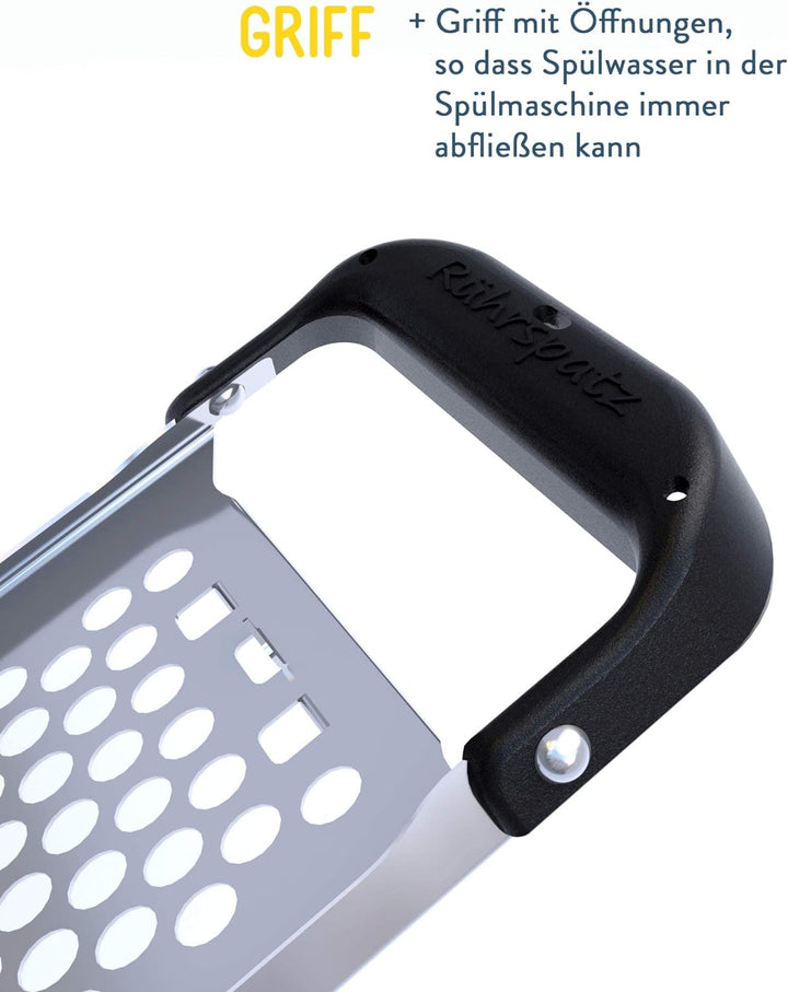 Rührspatz® Edelstahl Spätzlehobel mit Rührfunktion, super hygienisches Design, Grosse und kleine Spä