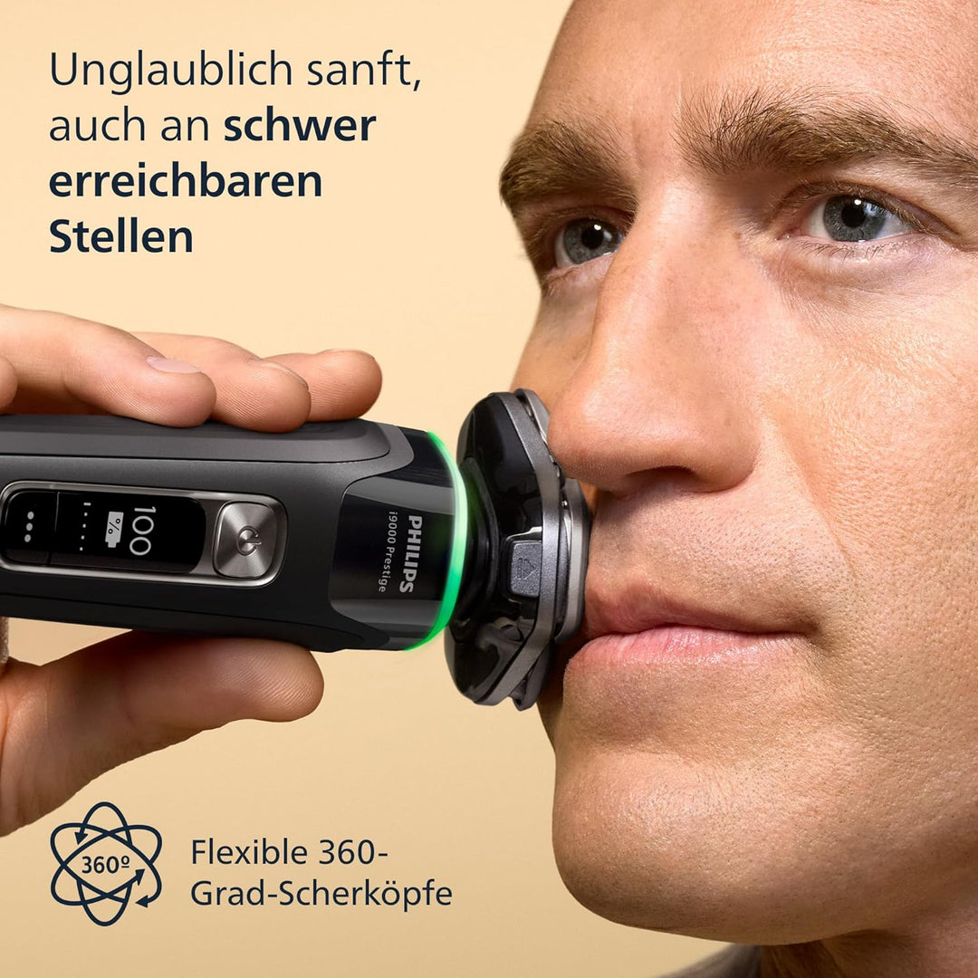 Philips Rasierer i9000 Prestige, Nass- und Trockenrasierer für Herren mit integriertem Trimmer, schw