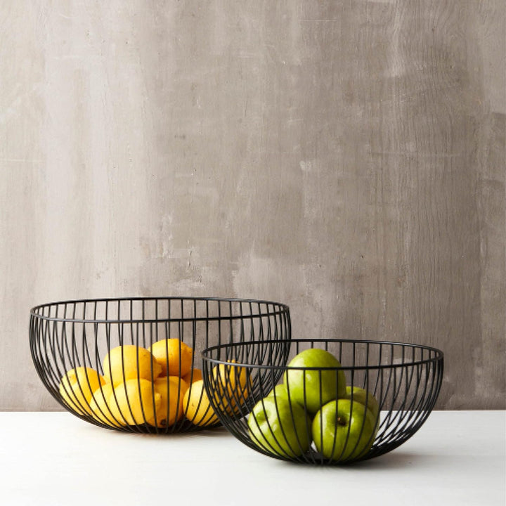 Point-Virgule Obstkorb aus metall, skandisnavische wohnungs deko drahtkorb, Schwarz, ø 35cm H 15cm 3