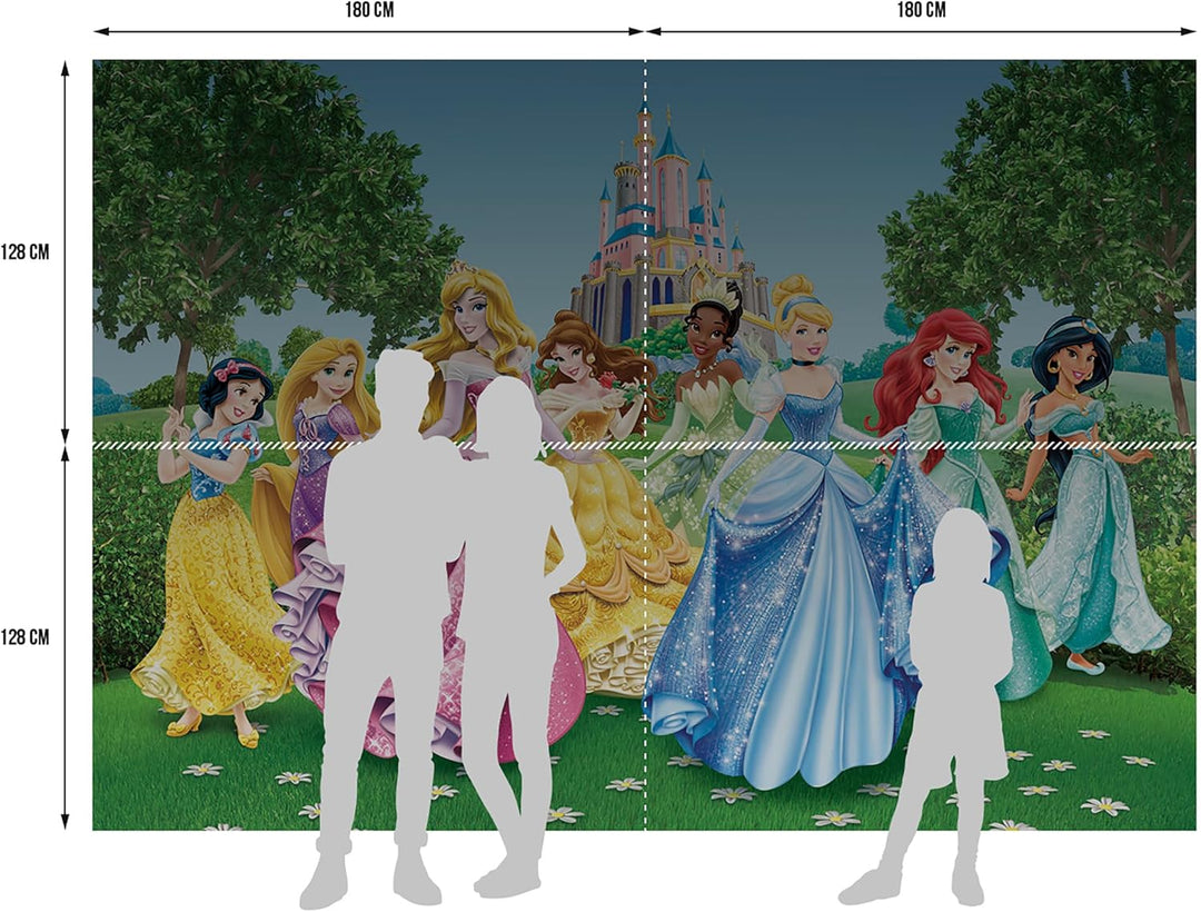 AG Design FTD 2207 Disney Princess Prinzessinen, Papier Fototapete - 360x254 cm - 4 teile, Papier, m