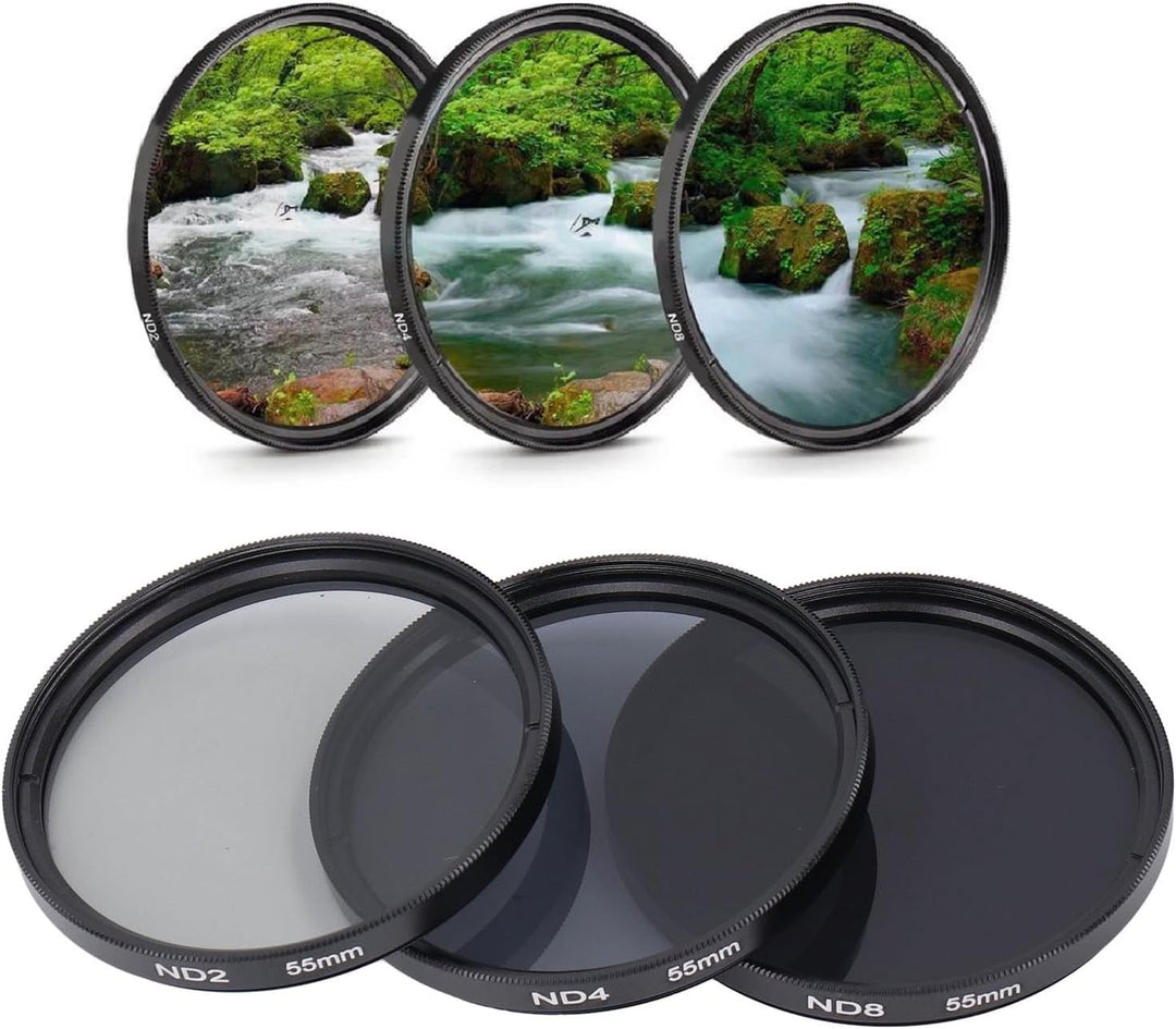 ND-Filterset, mit ND2-Filter, ND4-Filter und ND8-Filter, HD-Mehrschichtbeschichtung, Anti-Überbelich