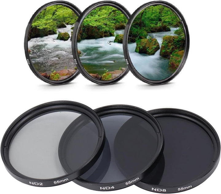 ND-Filterset, mit ND2-Filter, ND4-Filter und ND8-Filter, HD-Mehrschichtbeschichtung, Anti-Überbelich