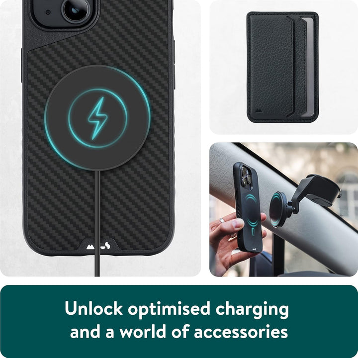 Mous - Hülle für iPhone 14 - Carbonfaser - Limitless 5.0 - Handyhülle iPhone 14 MagSafe-Kompatibel C