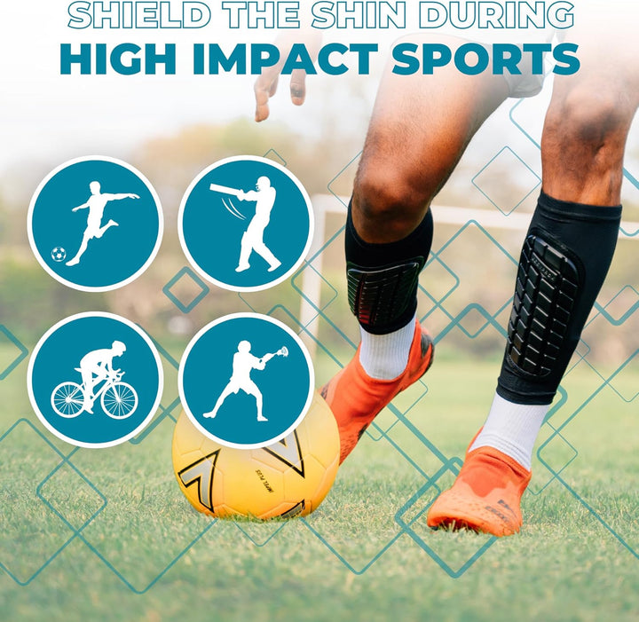 Bodyprox Fussball-Schienbeinschoner für Männer, Frauen und Jugendliche XL Schwarz, XL Schwarz