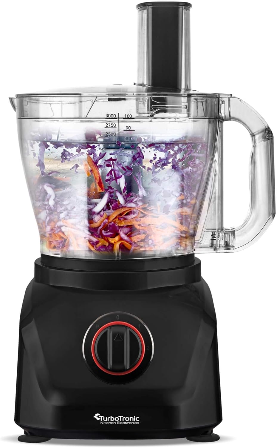 TurboTronic Küchenmaschine 1900W Food Processor mit Standmixer 3L Behälter 1,5L Glaskaraffe Raspelsc