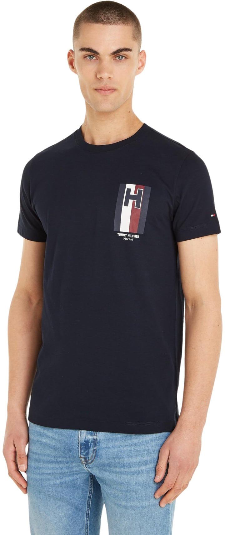 Tommy Hilfiger Herren H Emblem Tee Mw0mw33687 Kurzarm T-Shirts XXL Grosse Grössen Tall Blau (Desert
