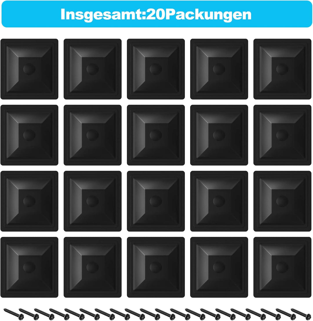 20 Stück Zaunkappen 90x90mm Pfostenkappen wasserdicht Rohrkappen aus hochwertigem Kunststoff,Pyramid