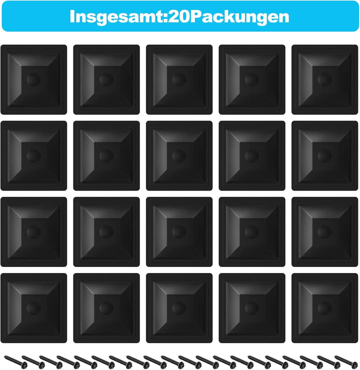 20 Stück Zaunkappen 90x90mm Pfostenkappen wasserdicht Rohrkappen aus hochwertigem Kunststoff,Pyramid