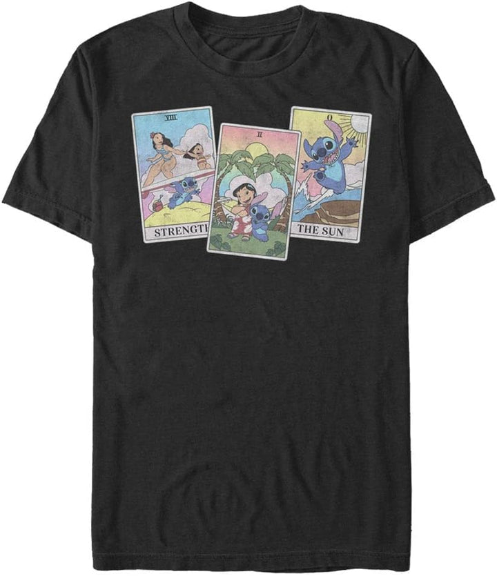 Disney Unisex Lilo Stitch Tarot Organic Short Sleeve T-Shirt S Schwarz, S Schwarz