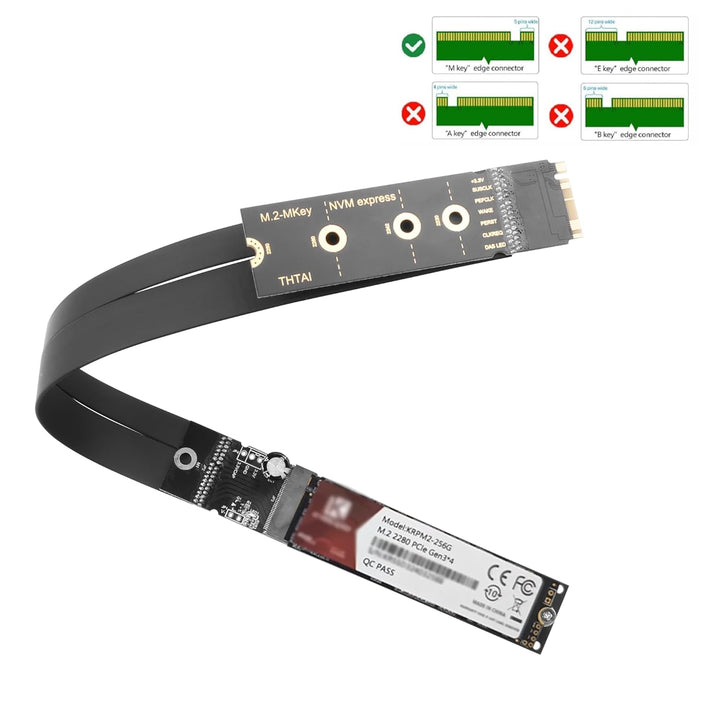 M.2 NVMe SSD Verlängerungskabel M2 M-Key NVME Stecker auf Buchse Adapter für Motherboard SSD 2230/22