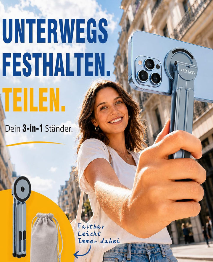 Urmust Leichter Laptop Ständer, Alu Tablet &amp; Magnet-Handyhalter Grau Grau Laptop Ständer 3-in-1, Gra