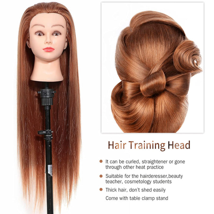 Trainingsköpfe,24'' Synthetische Haare Mannequin zum frisieren Kopf Friseur Trainingskopf Kosmetolog