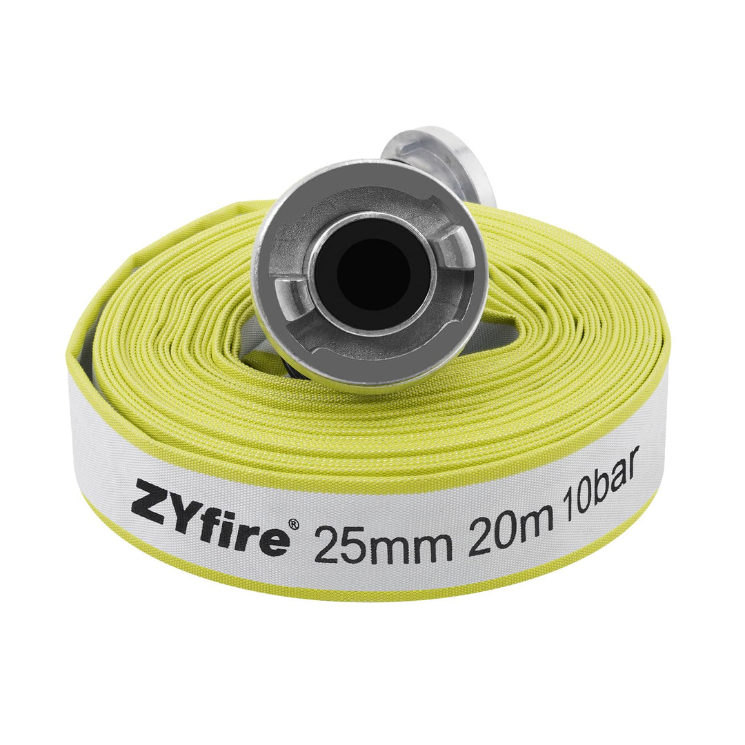 ZYfire Feuerwehrschlauch 25mm x 20m | 1 Zoll Feuerschlauch mit D-Storz Kupplung | flexibler Wassersc