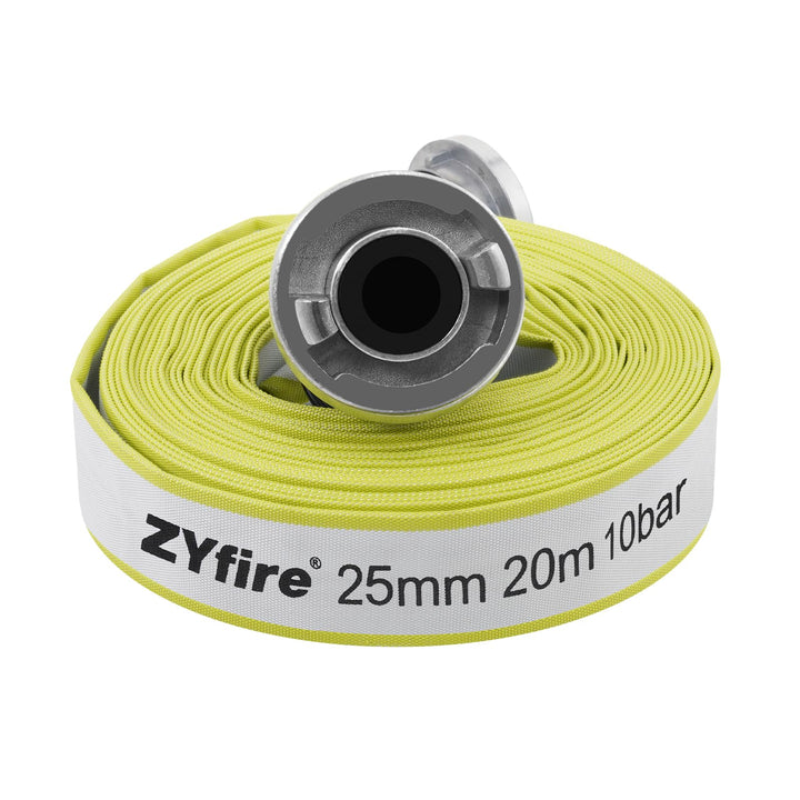 ZYfire Feuerwehrschlauch 25mm x 20m | 1 Zoll Feuerschlauch mit D-Storz Kupplung | flexibler Wassersc