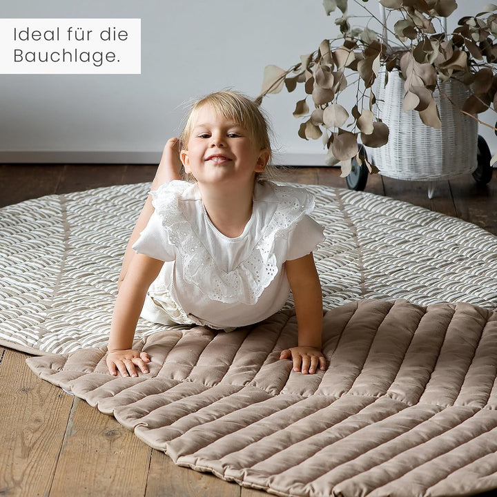 Toddlekind Krabbeldecke für Babys, Blattform, handgenäht, Baby-Spielmatte aus Bio-Baumwolle, 116×87