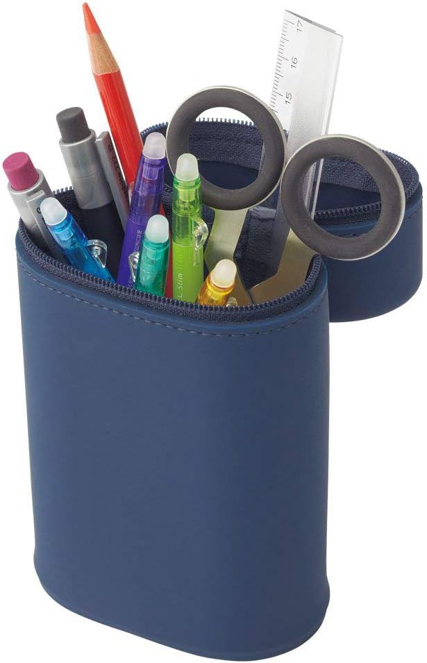 Lihit Lab Smart Fit ACTACT Stationery Stand Pen Case Oval Type L - Black (Green Tea Set)