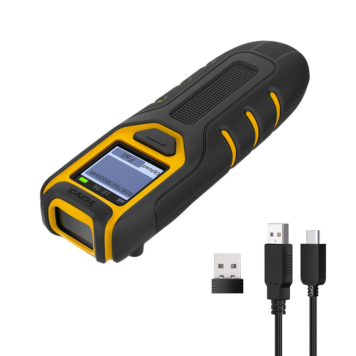 Inateck Barcode Scanner Bluetooth Kleine, 1D 2D QR Code Scanner Kabellos mit Bildschirm für Inventar