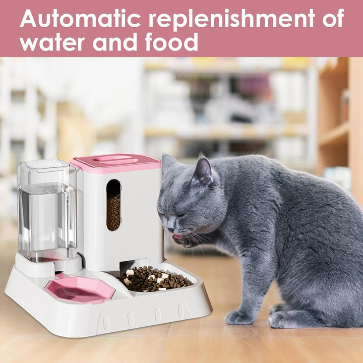Futter- Und Wasserspender Für Katzen, Automatischer Futterautomaten Für Katzen & Kleine Hunde, 2 In