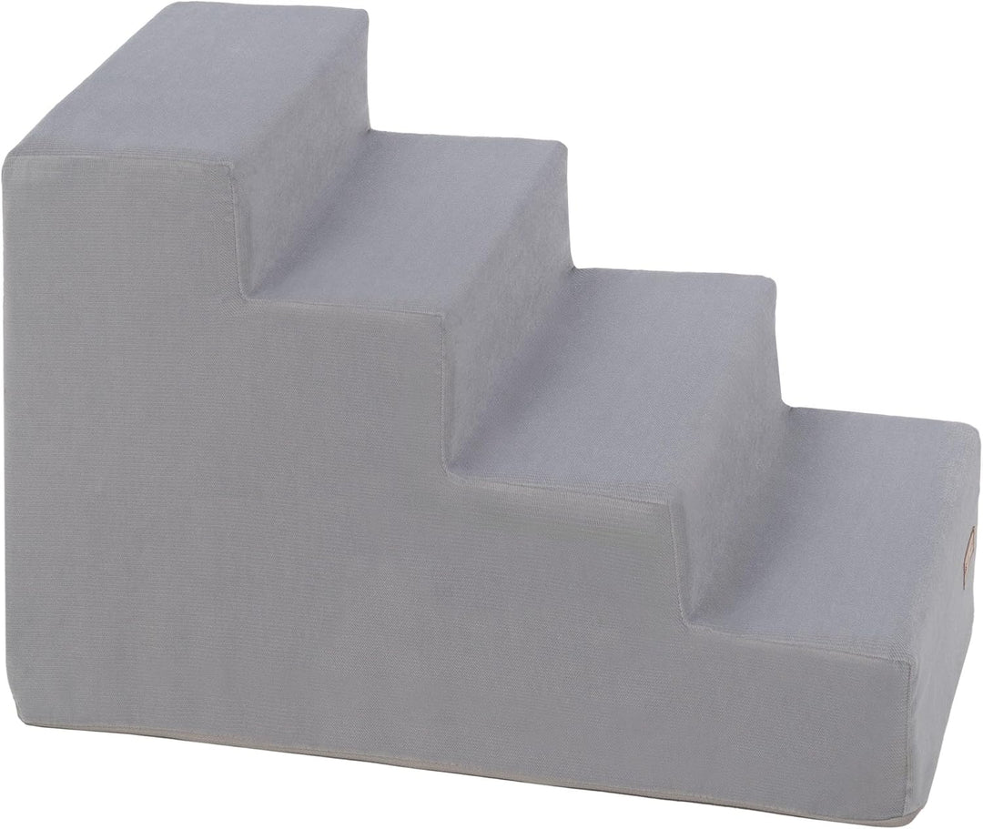 Hundetreppe mit 4 Stufen Katzentreppe Haustiertreppe Einstiegshilfe Schaumstoff (Farbe: grau), grau
