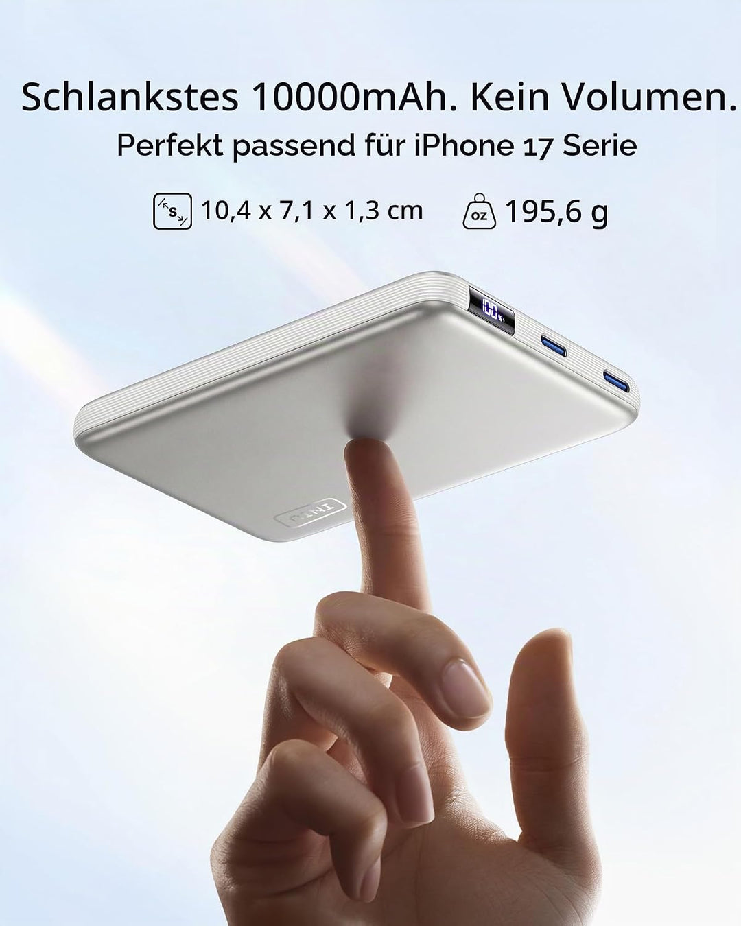 INIU for MagSafe Power Bank, 10000mAh Qi2 25W Kabelloses &amp; 45W USB C Charge Weiss, Weiss