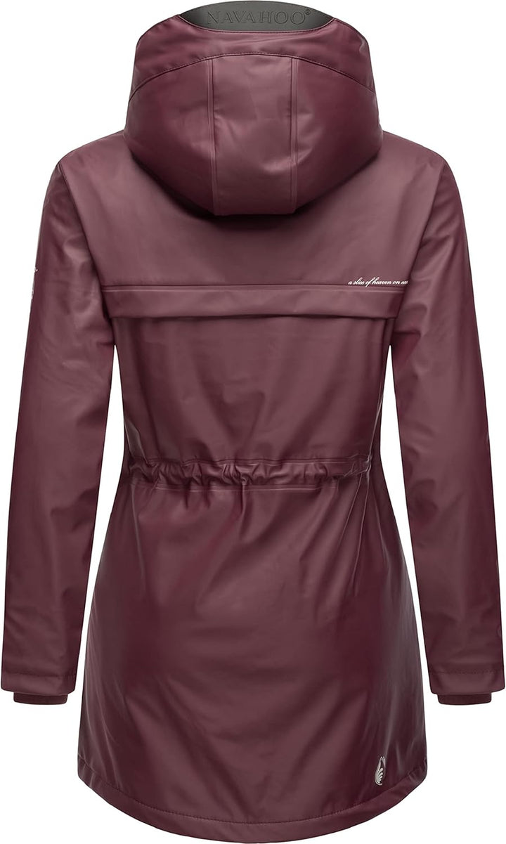 Navahoo Damen Übergangsjacke Regenmantel wasserdicht lang warm gefüttert mit Kapuze Rainy Forest XS-