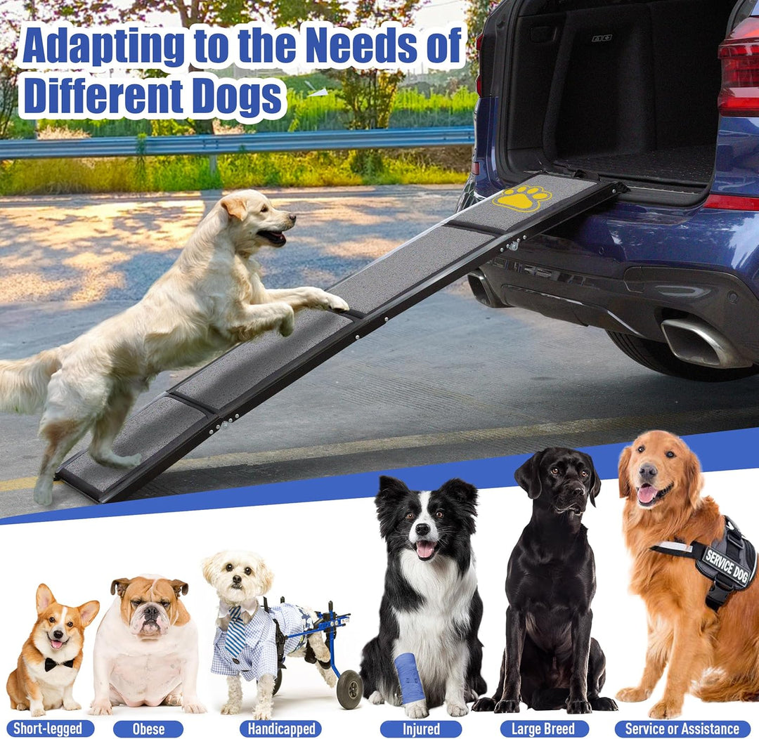 BACOENG Hunderampe Auto Klappbar, Hundetreppe Auto mit Rutschfester Teppich, 160cm rutschfest Hunder