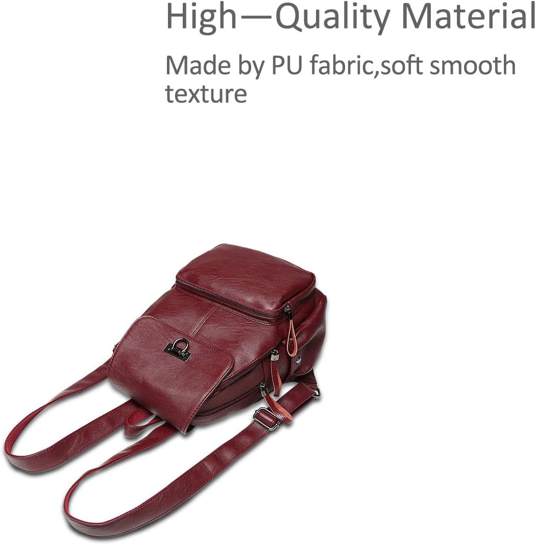 NICOLE & DORIS Damen Lederrucksack Lässiger Damenrucksack für Damen Rucksackbeutel für Damen Weinrot