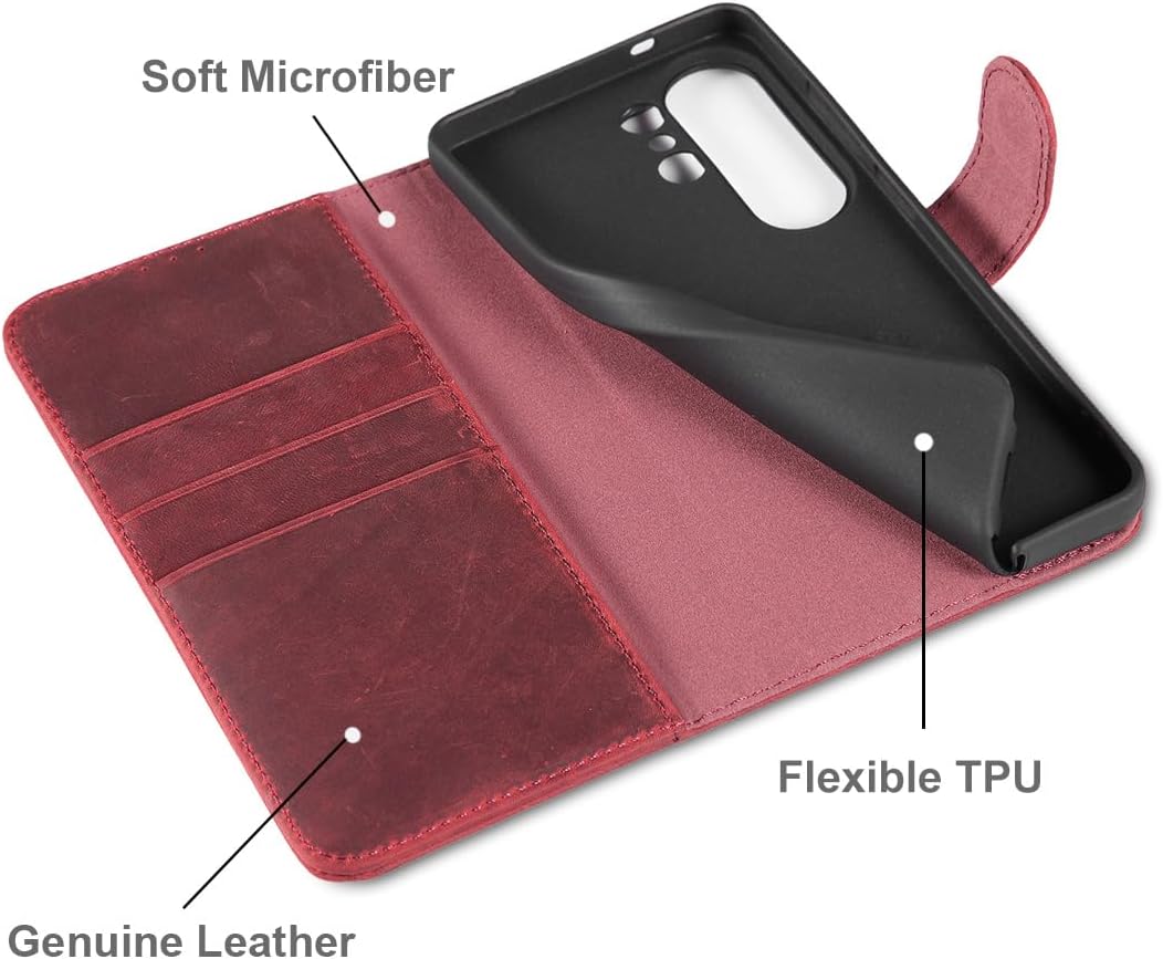 LENSUN Echtleder Handyhülle für Samsung Galaxy S26 Ultra, Hülle [Brieftasche][RFID Schutzhülle][Stan