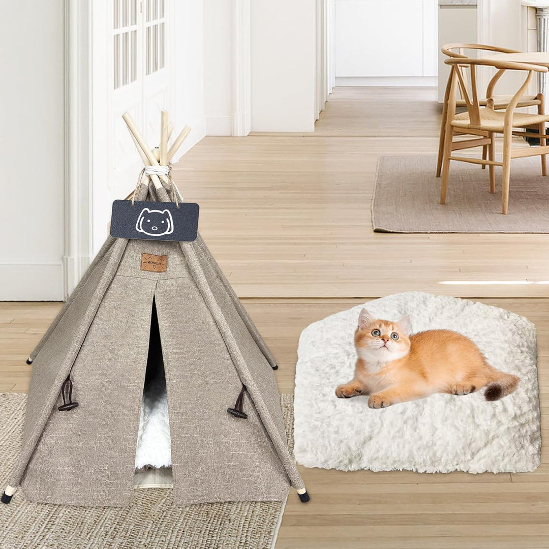 Tipi Zelt für Haustiere Hundezelt Katzenzelt mit Plüschkissen Haustierzelte Häuser für Katzen und Hu