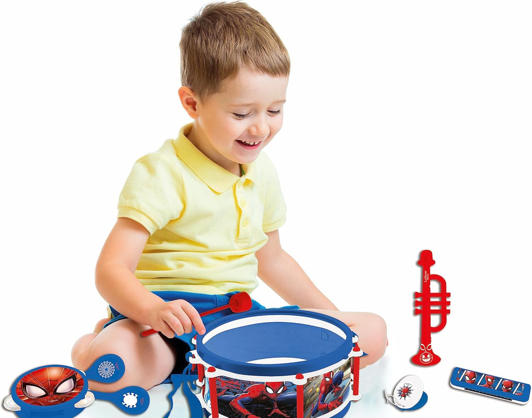Lexibook, Spider-Man, Set mit 7 Musikinstrumenten (Trommel, Maracas, Kastagnette, Mundharmonika, Blo