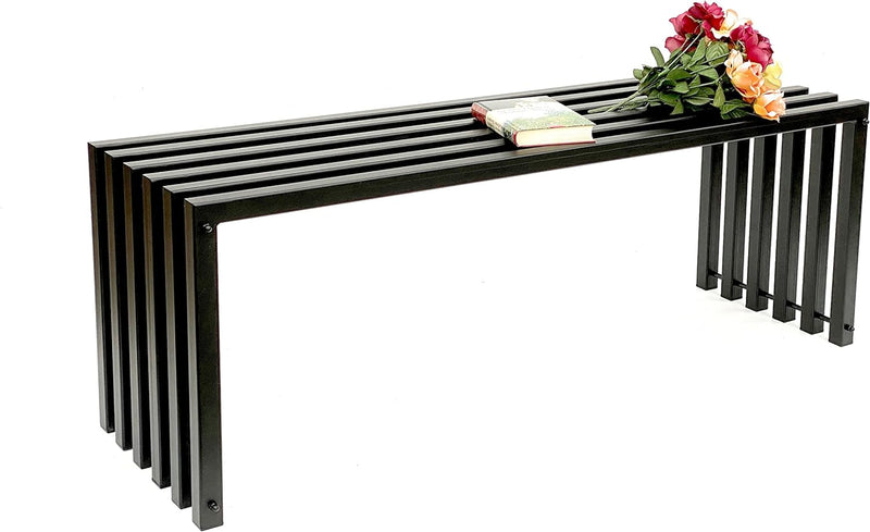 DanDiBo Gartenbank Metall Massiv Wetterfest Schwarz 120 cm Sitzbank Modern 96205 Parkbank Eisen Bank