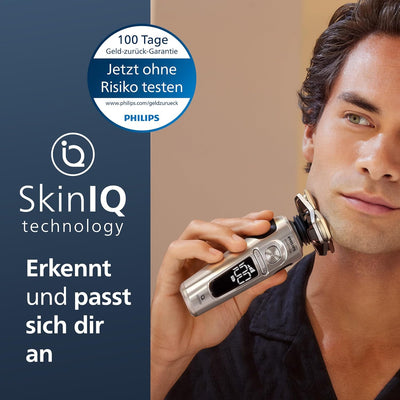 Philips Shaver S9000 Prestige, elektrischer Nass- und Trockenrasierer, helles Chrom, Lift & Cut-Rasi