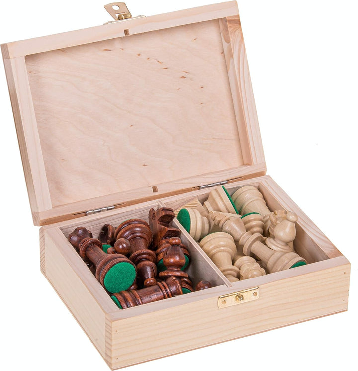 Square - Pro Schach Set Nr. 4 - NUSS - Schachbrett + Schachfiguren Staunton 4 + Kasten - Schachspiel