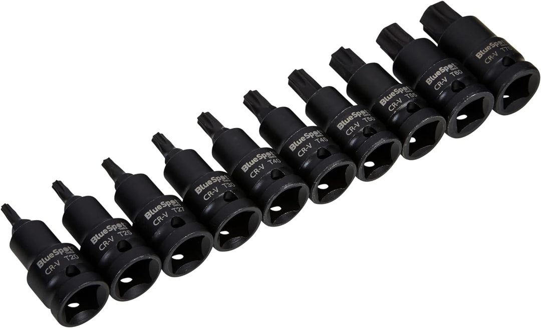 Blue Spot Tools Impact Torx T Star Bit-Steckschlüssel-Set, TRX-Stecknüsse, 1/2-Zoll-Antrieb, T20-T70