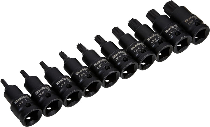 Blue Spot Tools Impact Torx T Star Bit-Steckschlüssel-Set, TRX-Stecknüsse, 1/2-Zoll-Antrieb, T20-T70