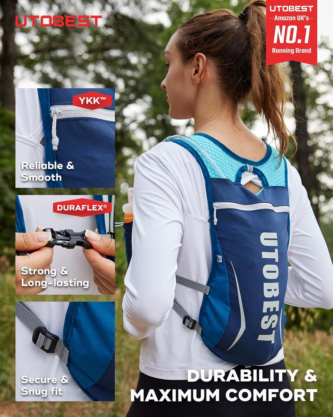 UTOBEST Trinkrucksack 5L Herren Damen Ultraleicht Laufrucksack für Laufen,Marathon,Jogging,Radfahren