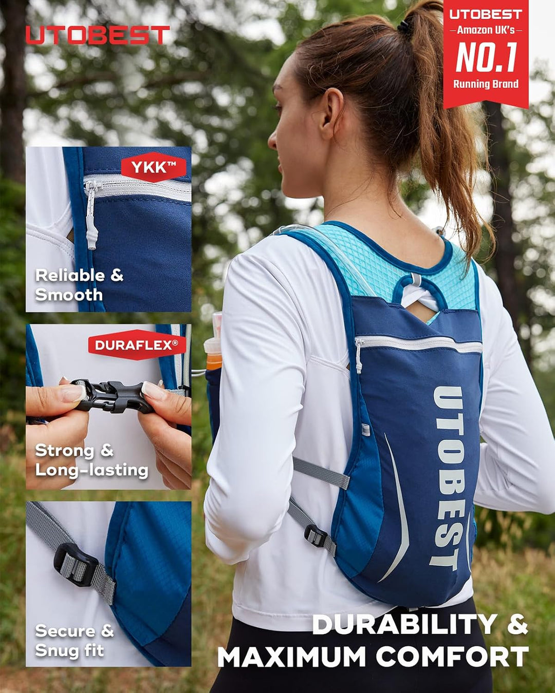 UTOBEST Trinkrucksack 5L, Laufweste, Herren Damen Ultraleicht Laufrucksack für Laufen, Marathon, Jog
