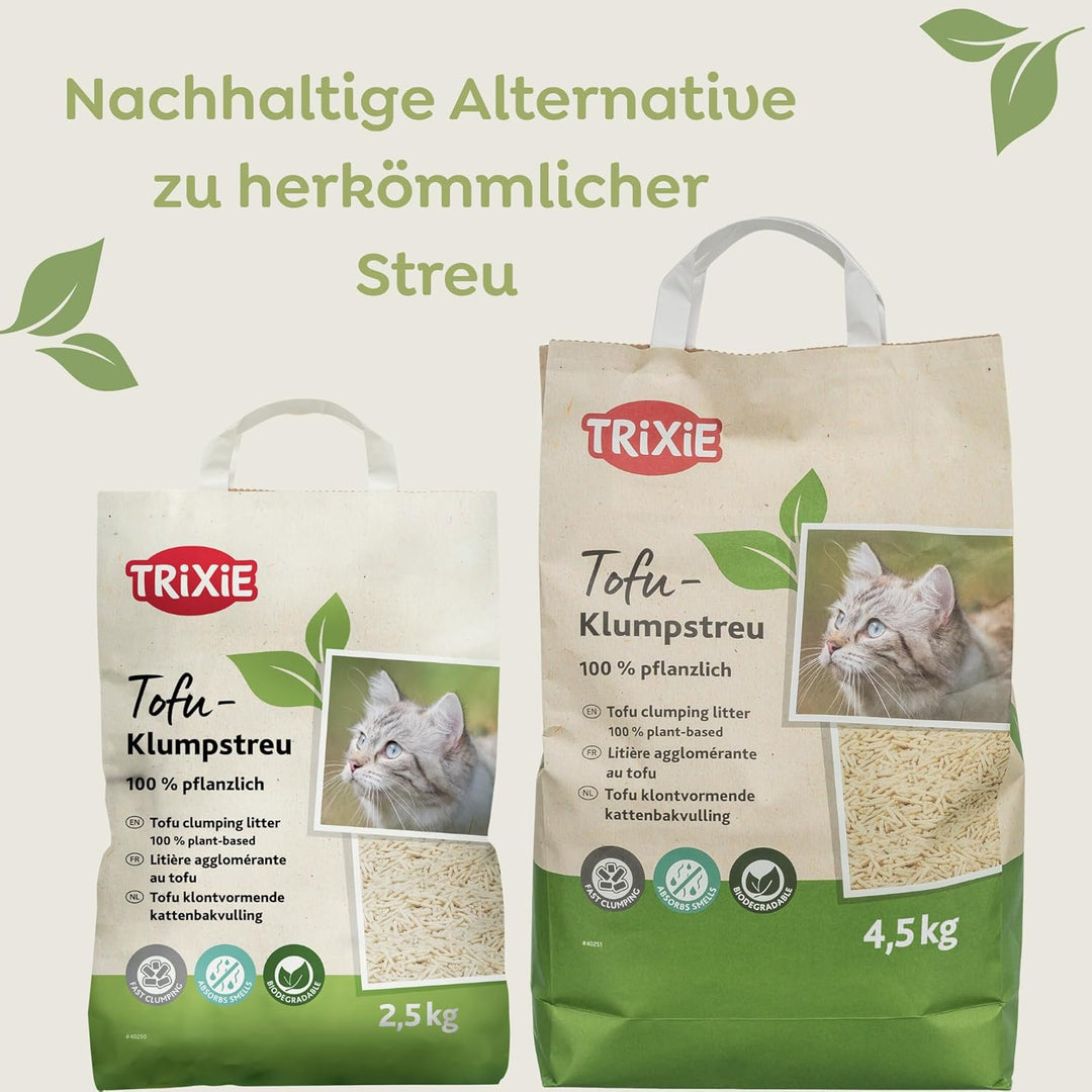 Trixie Tofu-Klumpstreu 4,5 kg – staubarmes Katzenstreu für Katzentoiletten, geruchsneutralisierend &