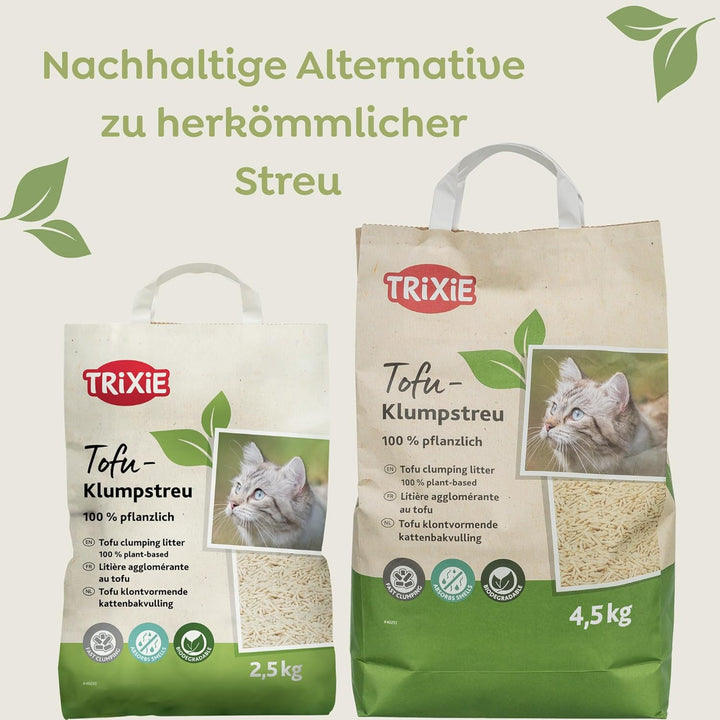 Trixie Tofu-Klumpstreu 4,5 kg – staubarmes Katzenstreu für Katzentoiletten, geruchsneutralisierend &