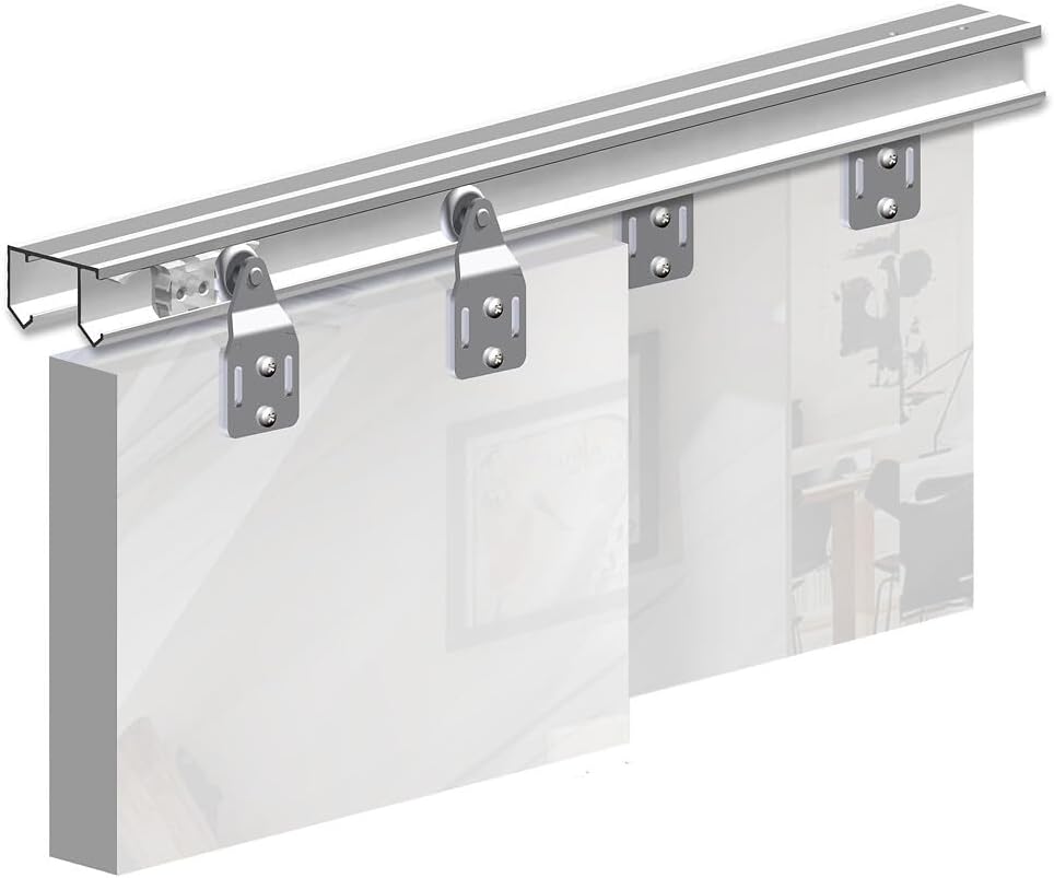 Schiebetürbeschlag SLID'UP 110, Laufschiene 150 cm, 2 Türen bis je 45 kg, für Schranktüren, Kleiders
