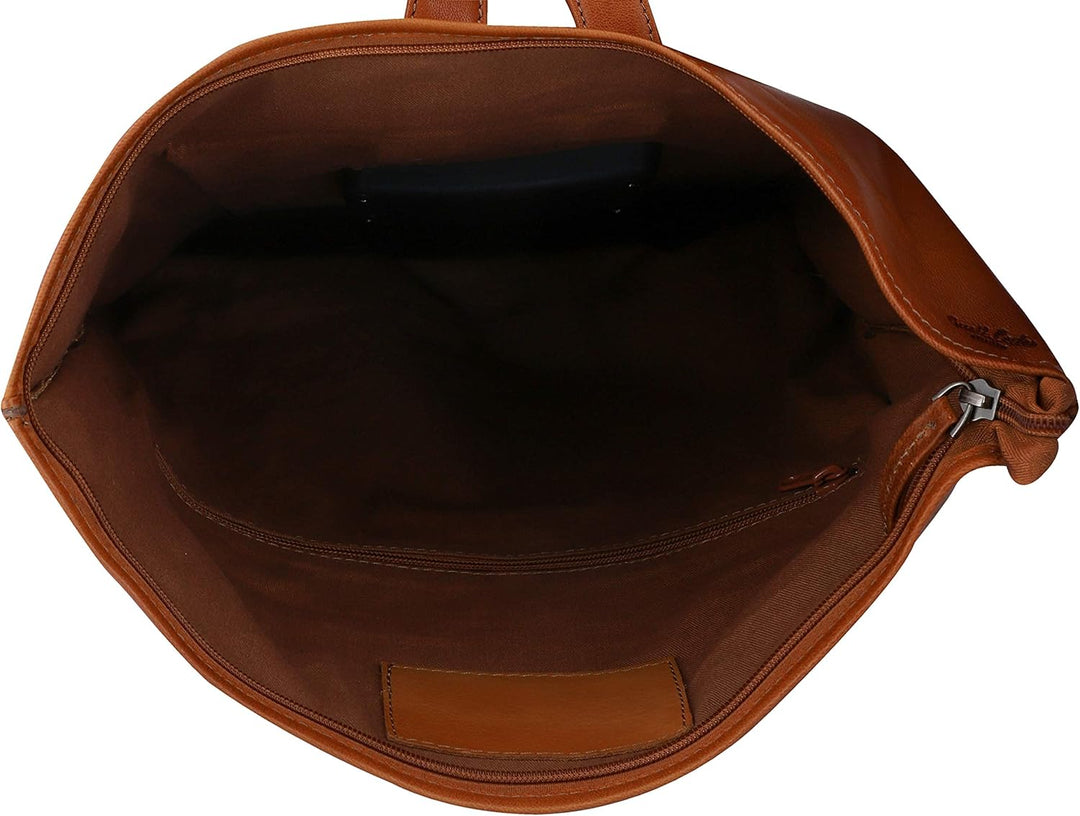 Gusti Fahrradrucksack Leder- Moreno A. Damen Rucksack inkl. Platte Lederrucksack Cityrucksack Braun