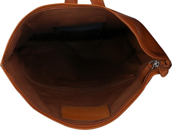 Gusti Fahrradrucksack Leder- Moreno A. Damen Rucksack inkl. Platte Lederrucksack Cityrucksack Braun