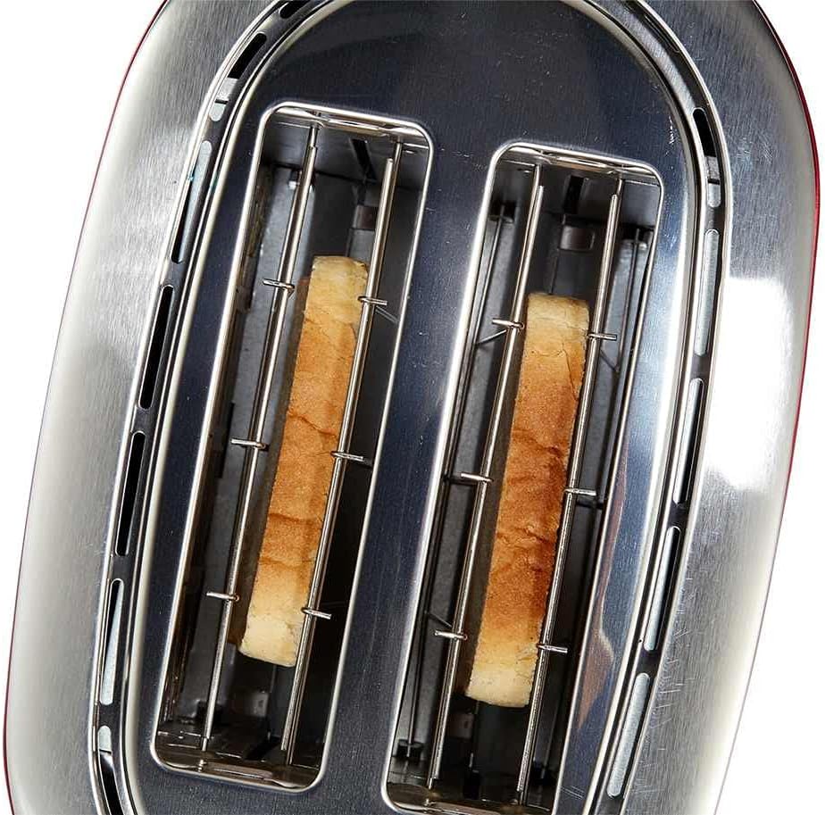 KHG Toaster TO-852 MRE | Toaster 2 Scheiben Rot 850 W | mit Brötchenaufsatz, 6 Röstgradstufen mit Br