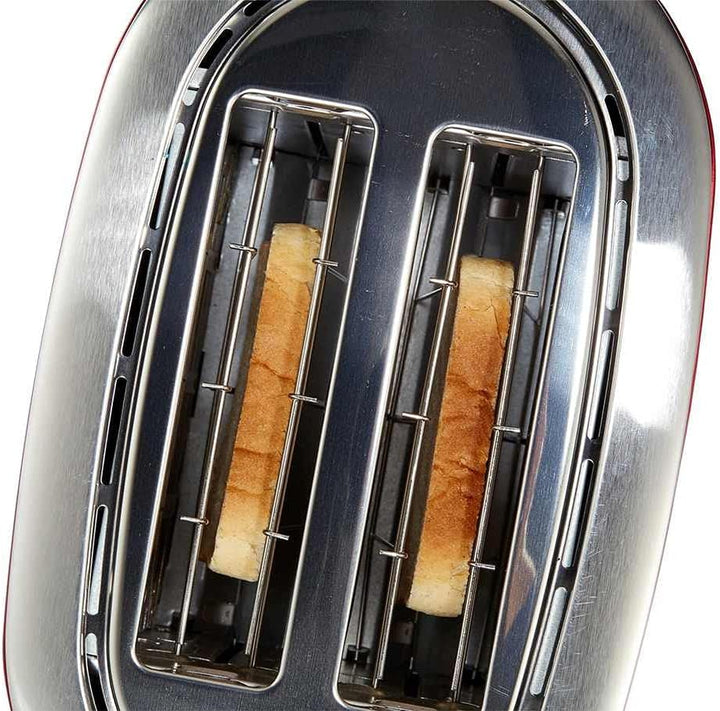 KHG Toaster TO-852 MRE | Toaster 2 Scheiben Rot 850 W | mit Brötchenaufsatz, 6 Röstgradstufen mit Br