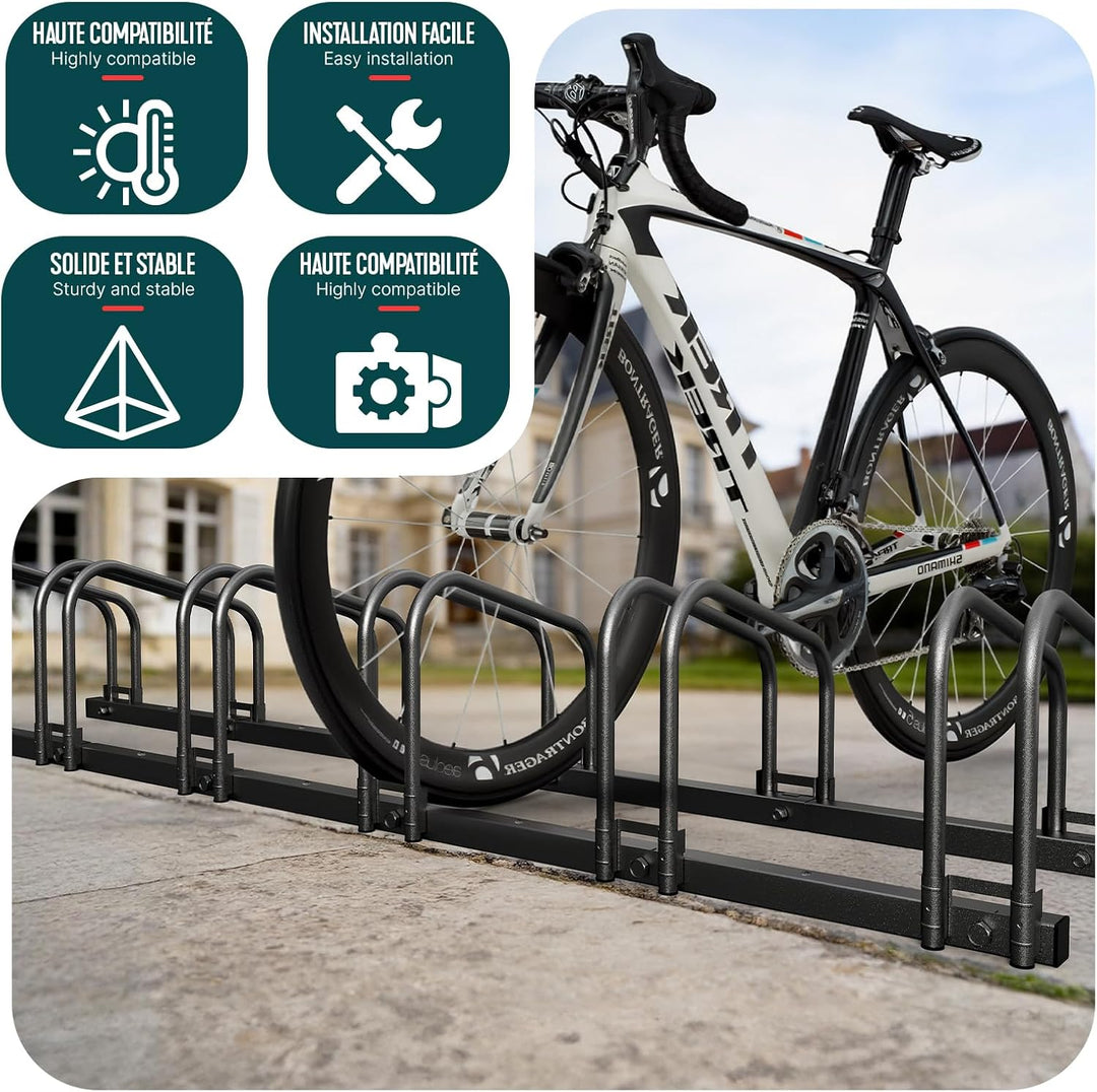 VOUNOT® Fahrradständer, für 5 Fahrräder, Boden und Wandmontage, Aufstellständer Mehrfachständer, Sch