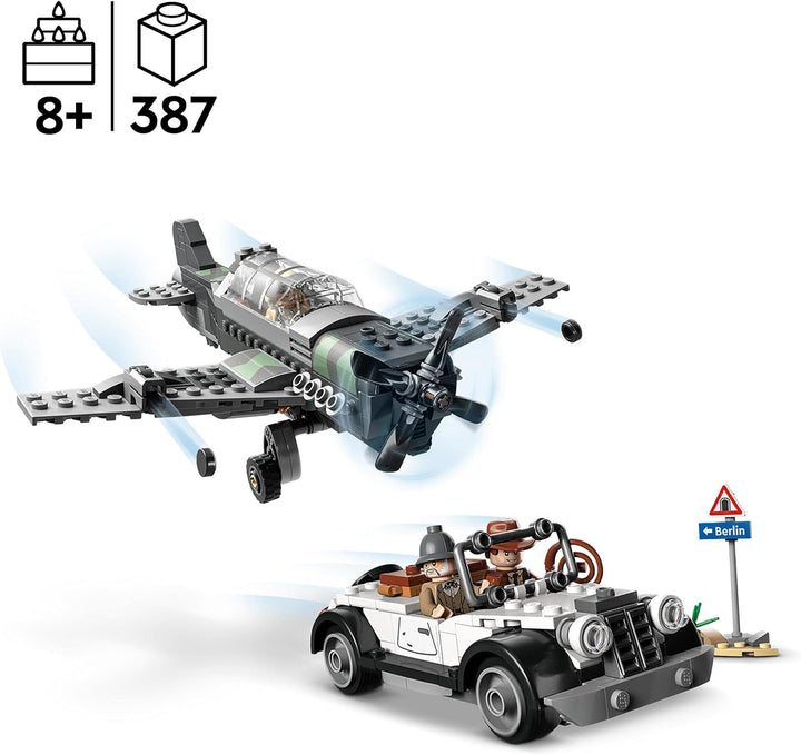 LEGO 77012 Indiana Jones Flucht vor dem Jagdflugzeug Action-Set mit baubarem Flugzeug-Modell und Old
