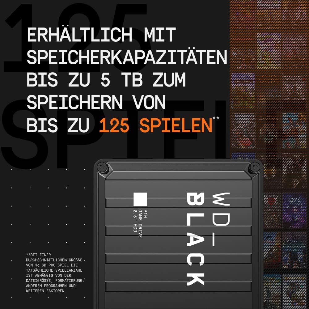 WD_BLACK P10 Game Drive for Xbox 4 TB (1 Monat Xbox Game Pass Ultimate, Übertragungsgeschwindigkeite