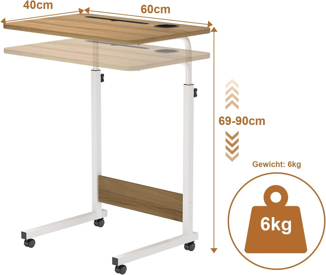PIPIPOXER 60x40cm Laptoptisch höhenverstellbarer Schreibtisch Computertisch mobiler Laptop Schreibti